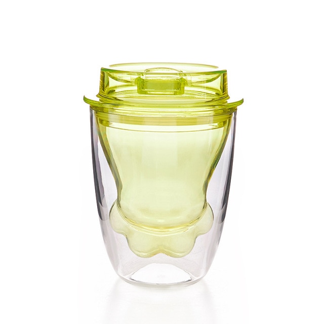 Yellow Double Layers Paw Cat Cup with Lid