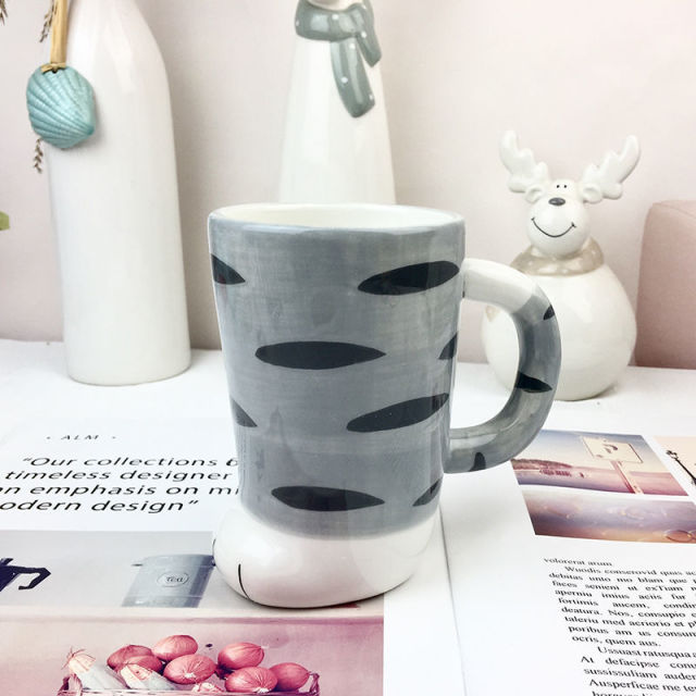 Grey Tiger Print 3D Cat Paw Cup with Spoon