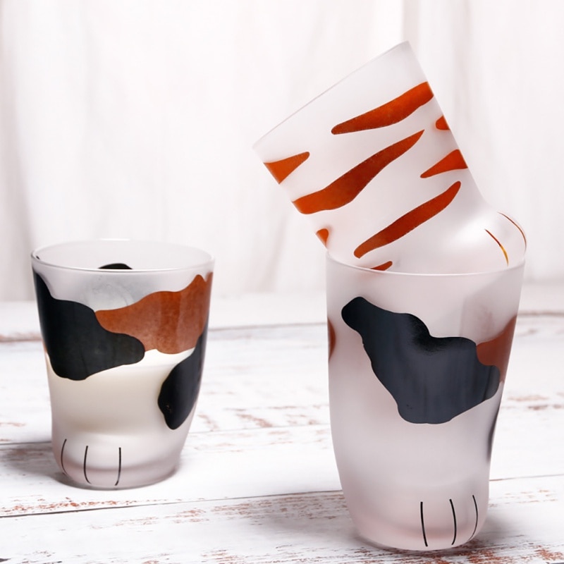 Brown and Black Abstract 300ml 3D Cat Paw Cup