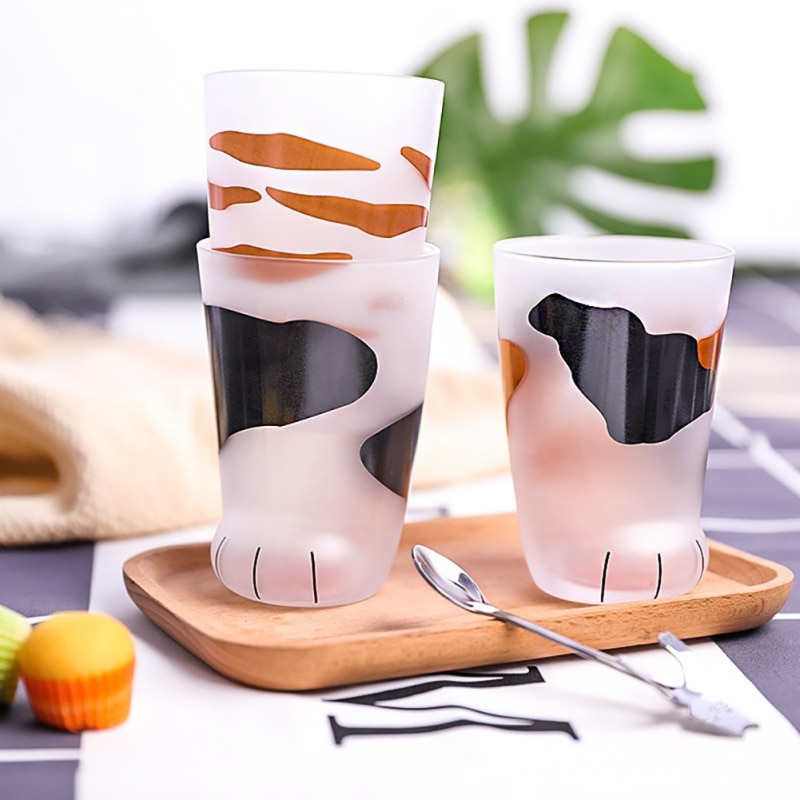 Brown and Black Abstract 300ml 3D Cat Paw Cup