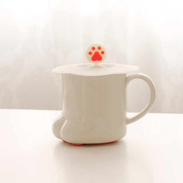 Ivory 3D Cat Paw Cup with Lid