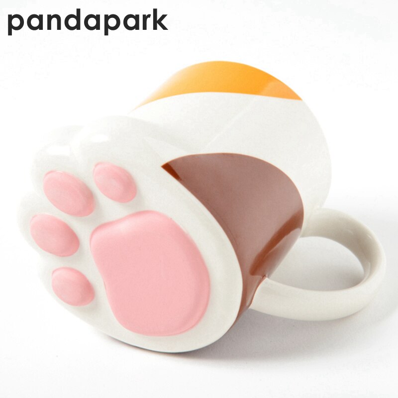 Brown and Orange 3D Paw Cat Cup