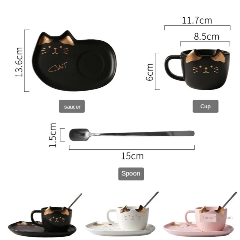 200ML Cartoon Ceramics Cat Mug Set With Saucers Spoon Coffee Milk Mugs Cute Creative Breakfast Drinkware 5 - Cat Paw Cup