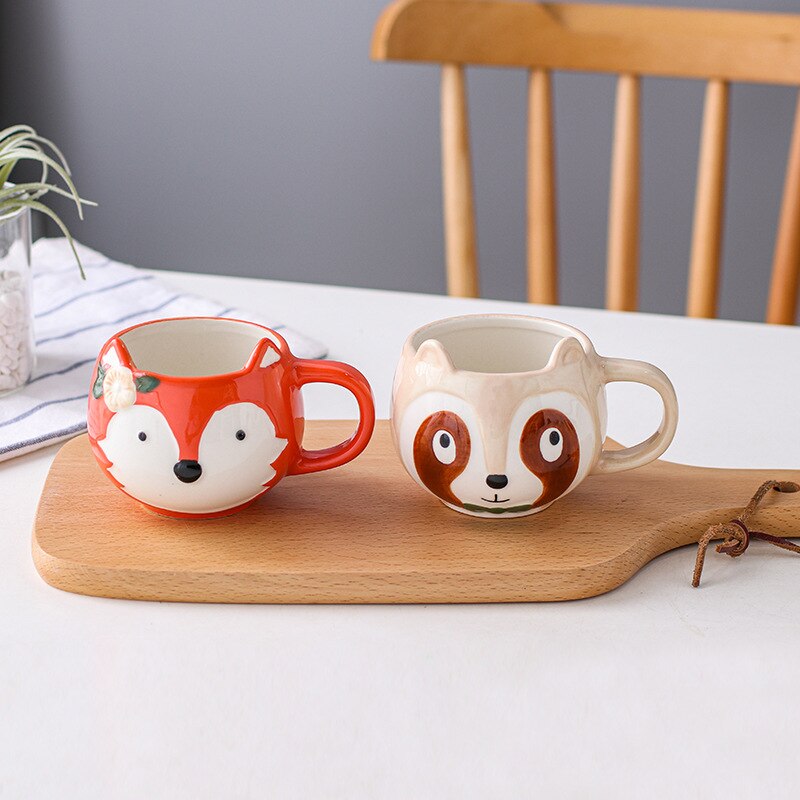 2021 New Cartoon Cat Fox Wild Pig Coffee Mugs 300ml Children s Gift Present Creative Milk 1 - Cat Paw Cup