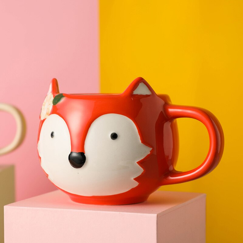 2021 New Cartoon Cat Fox Wild Pig Coffee Mugs 300ml Children s Gift Present Creative Milk 2 - Cat Paw Cup