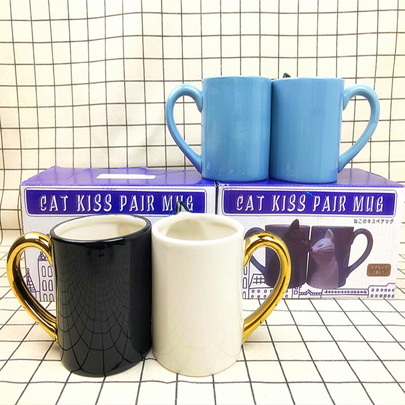 2pcs Luxury Kiss Cat Cups Couple Ceramic Mugs Married Couples Anniversary Morning Mug Milk Coffee Tea 1 - Cat Paw Cup