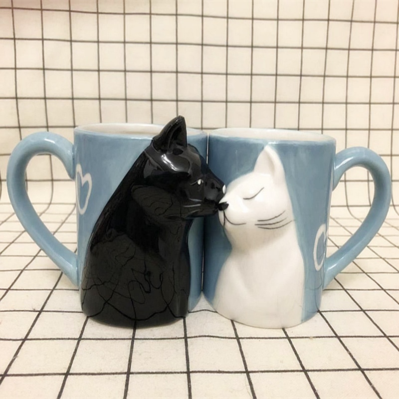 2pcs Luxury Kiss Cat Cups Couple Ceramic Mugs Married Couples Anniversary Morning Mug Milk Coffee Tea 2 - Cat Paw Cup