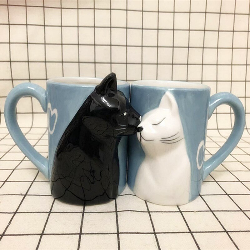 2pcs Luxury Kiss Cat Cups Couple Ceramic Mugs Married Couples Anniversary Morning Mug Milk Coffee Tea 4 - Cat Paw Cup