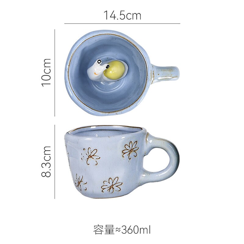 360ml Creative Cute Handmade 3D Snail Daisy Dog Cat Coffee Mugs Ceramic Funny Cartoon Animal Tea 5 - Cat Paw Cup