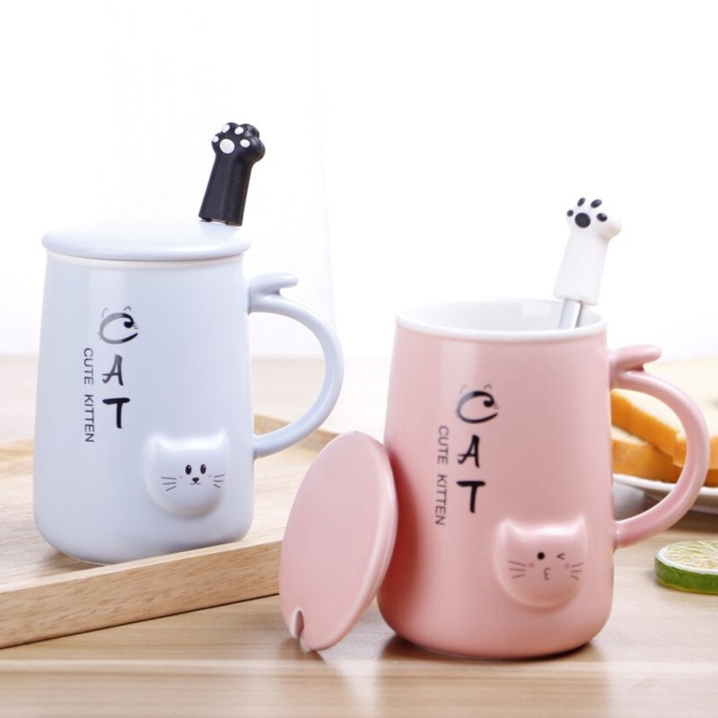 400Ml Cute Cat Cafe Coffee Mug Drinking Cups Large Capacity Style Ceramic Milk Juice Breakfast Mugs 2 - Cat Paw Cup