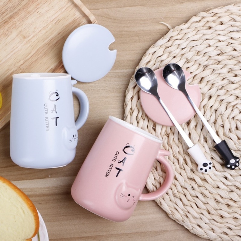 400Ml Cute Cat Cafe Coffee Mug Drinking Cups Large Capacity Style Ceramic Milk Juice Breakfast Mugs 3 - Cat Paw Cup