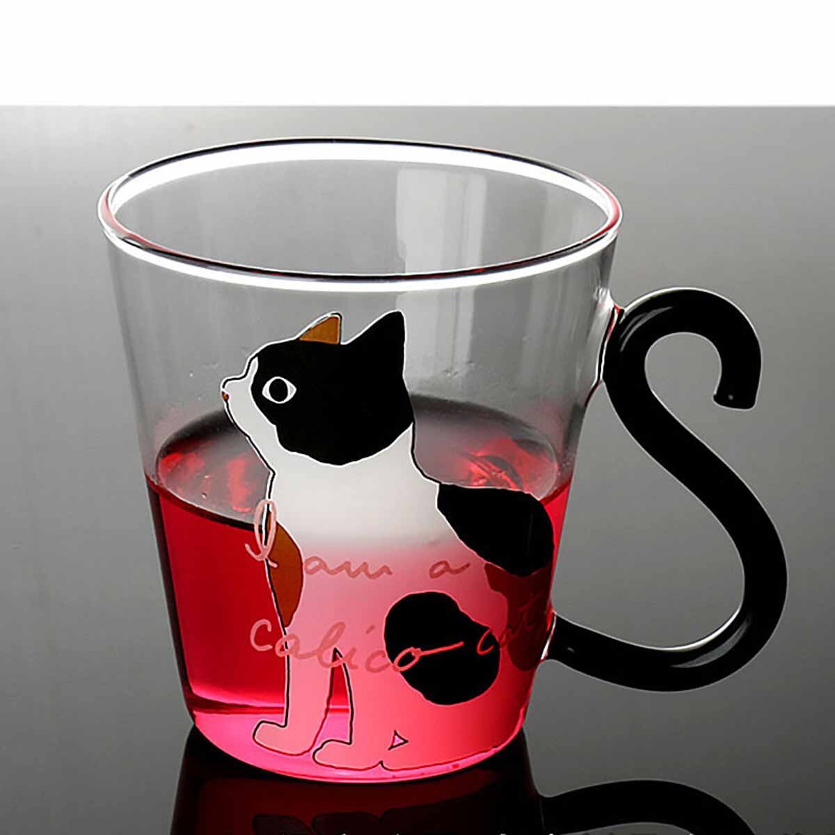 Cartoon Cat Glass Mug 250ml Cute Creative Cat Kitty Glass Tea Milk Coffee Cup Travel Mug 4 - Cat Paw Cup