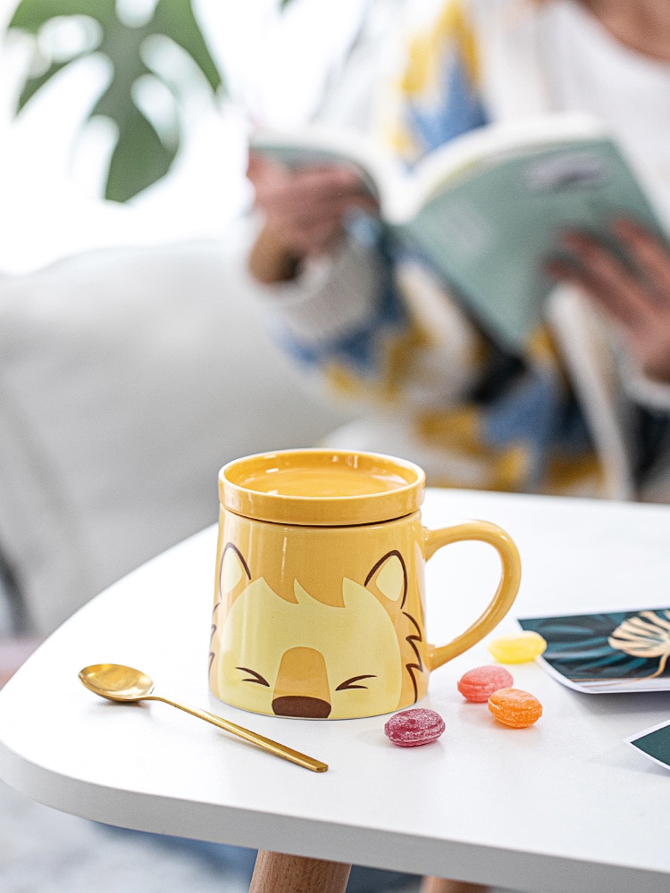 Ceramic Creative Coffee Cup Cute Animal 3D Cat Large Capacity Cartoon Breakfast Milk Drinking Mugs and 3 - Cat Paw Cup