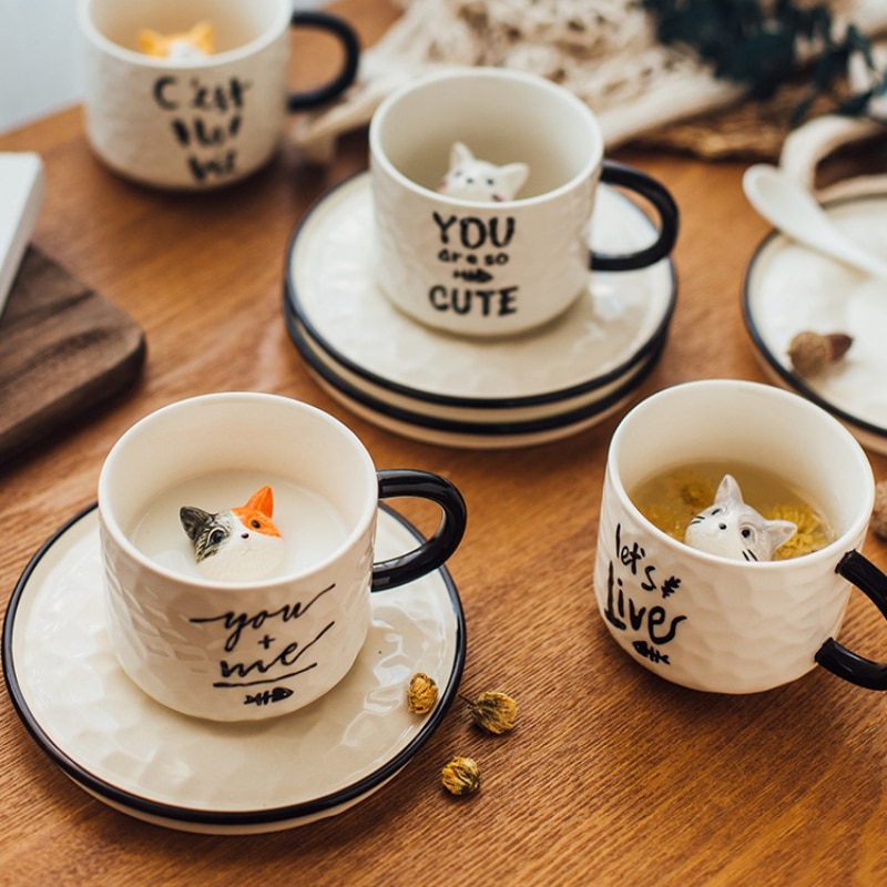 Ceramics Cute Cat China Porcelain Mugs Coffee Cups Cute Mugs Large Capacity Drinkware Birthday Gift Room - Cat Paw Cup