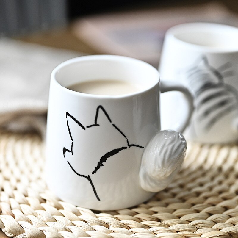Classic Home Drinkware Cup Japan Cartoon Creative Ceramic Mug Cute Cat Rabbit Dog Breakfast Milk Coffee 1 - Cat Paw Cup