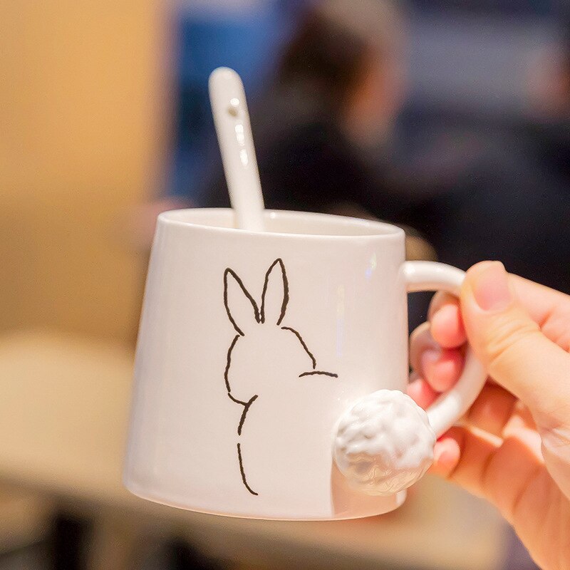Classic Home Drinkware Cup Japan Cartoon Creative Ceramic Mug Cute Cat Rabbit Dog Breakfast Milk Coffee 2 - Cat Paw Cup