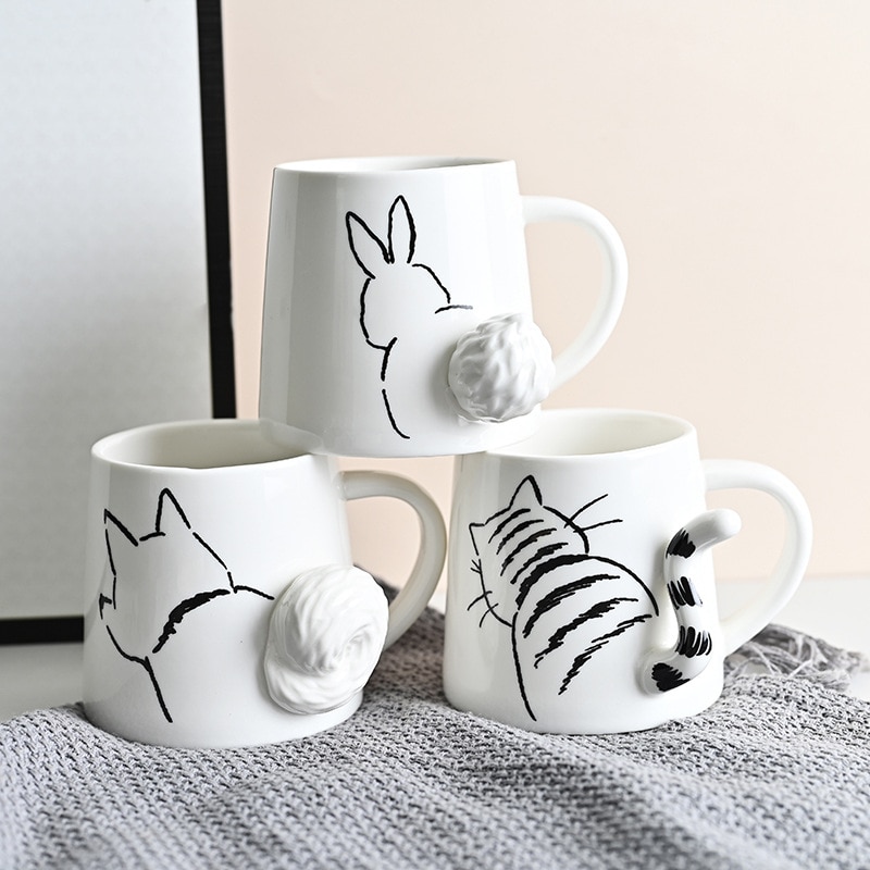 Classic Home Drinkware Cup Japan Cartoon Creative Ceramic Mug Cute Cat Rabbit Dog Breakfast Milk Coffee - Cat Paw Cup