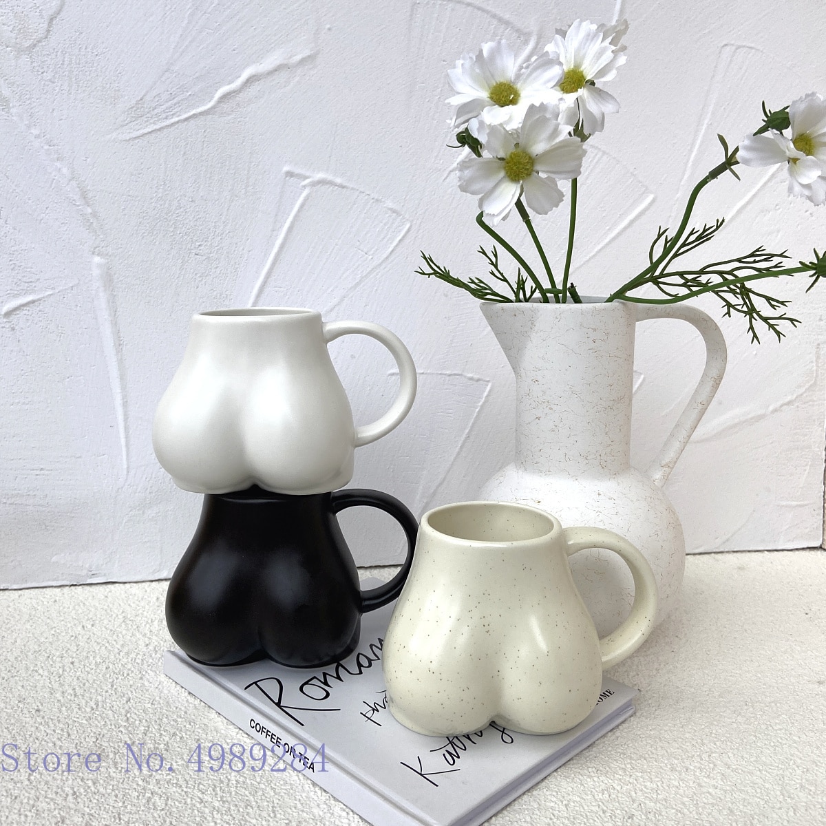 Creative Ceramic Mug Milk Taste Butt Body Shape Nude Lovely Cup Handle Design Desktop Storage Home - Cat Paw Cup