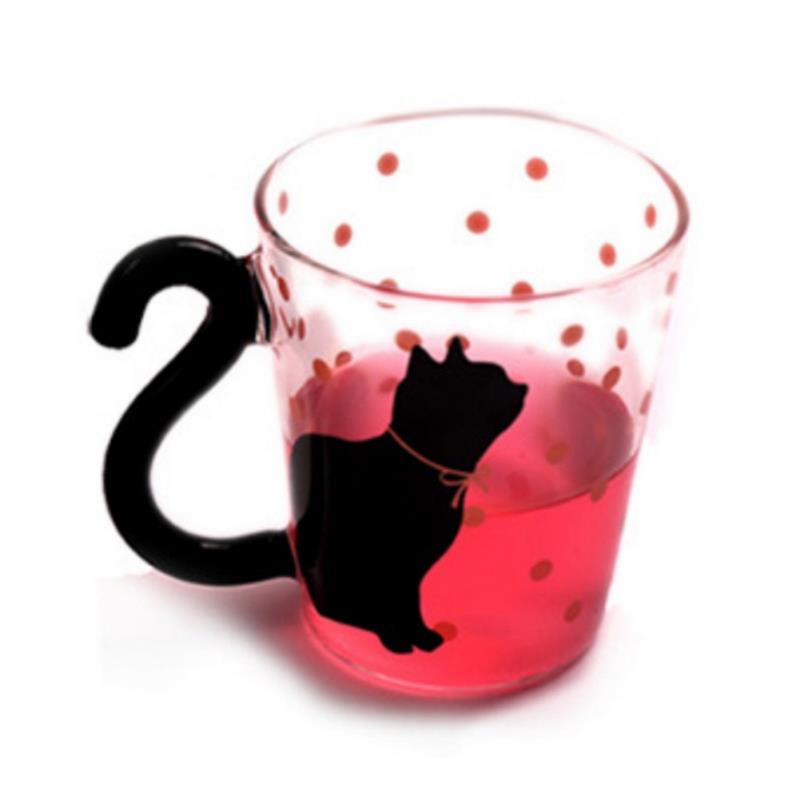 Cute Cat Kitty Glass Coffee Mug Cup Tea Cup Milk Coffee Cup Dots Decoration Home Office 1 - Cat Paw Cup