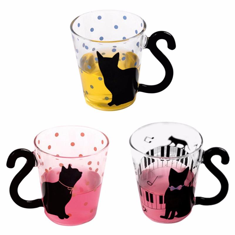 Cute Cat Kitty Glass Coffee Mug Cup Tea Cup Milk Coffee Cup Dots Decoration Home Office 3 - Cat Paw Cup