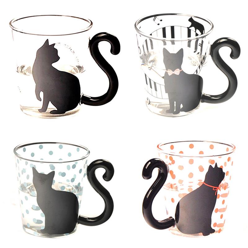 Cute Cat Kitty Glass Coffee Mug Cup Tea Cup Milk Coffee Cup Dots Decoration Home Office 4 - Cat Paw Cup