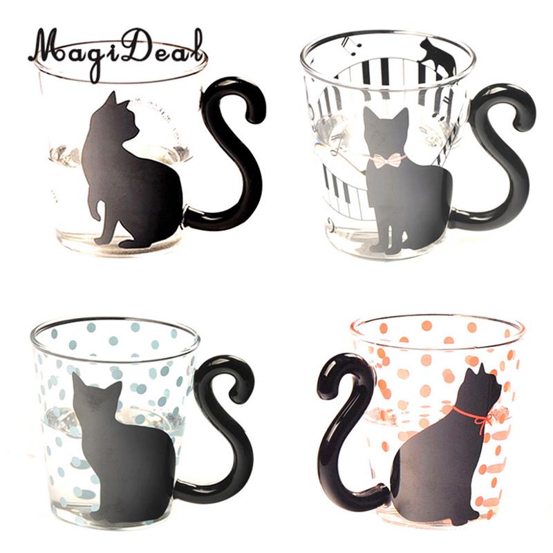 Cute Cat Kitty Glass Coffee Mug Cup Tea Cup Milk Coffee Cup Dots Decoration Home Office 5 - Cat Paw Cup