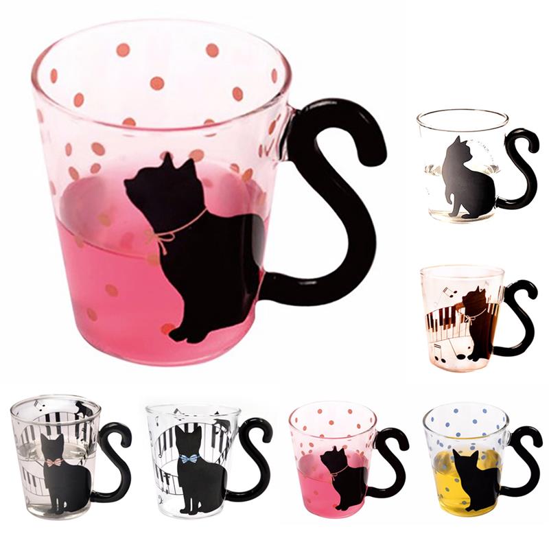 Cute Cat Kitty Glass Coffee Mug Cup Tea Cup Milk Coffee Cup Dots Decoration Home Office - Cat Paw Cup