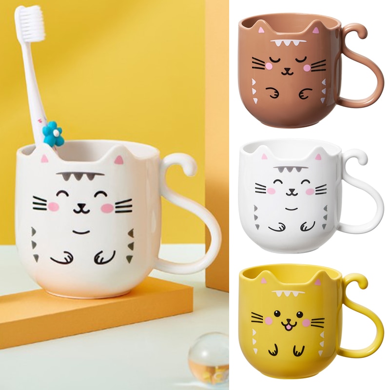 Cute Cat Mouthwash Cup Toothbrush Cup Home Travel Cartoon Thickened Wash Cup 1 - Cat Paw Cup