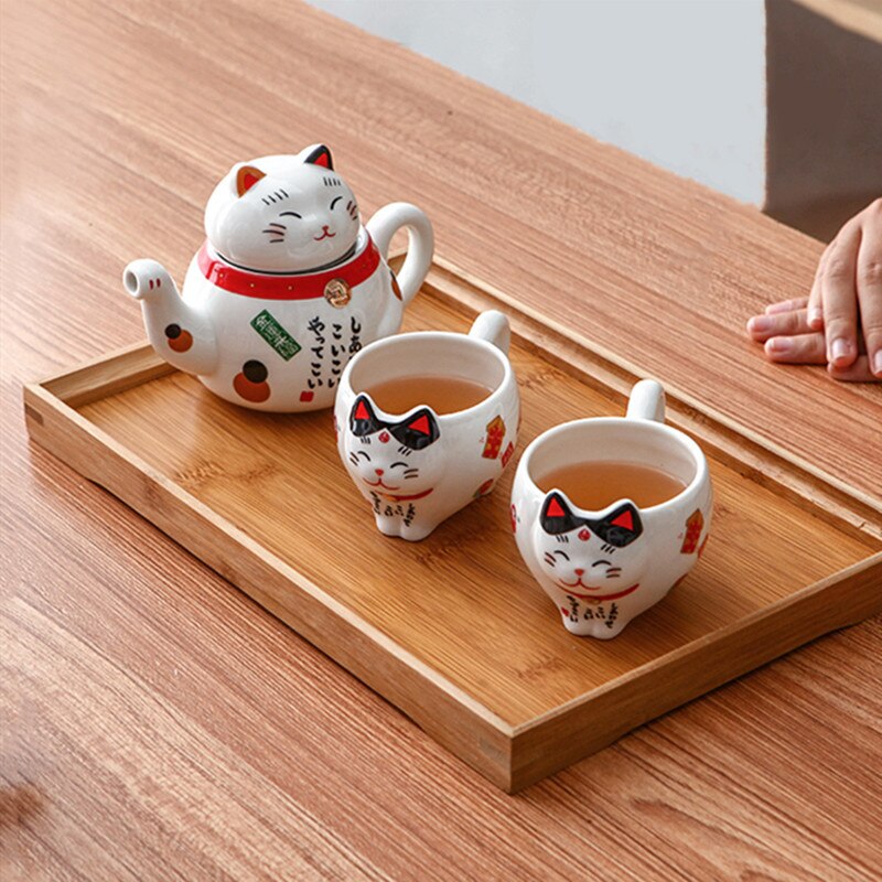 Cute Japanese Lucky Cat Porcelain Tea Set Creative Maneki Neko Ceramic Tea Cup Kettle with Strainer 4 - Cat Paw Cup