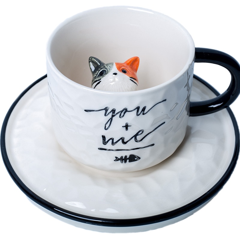 Cute Kitten Ceramic Cat Claw Cup Cup Bottom Animal Water Cup Girl Puppy Mug Coffee Three 4 - Cat Paw Cup