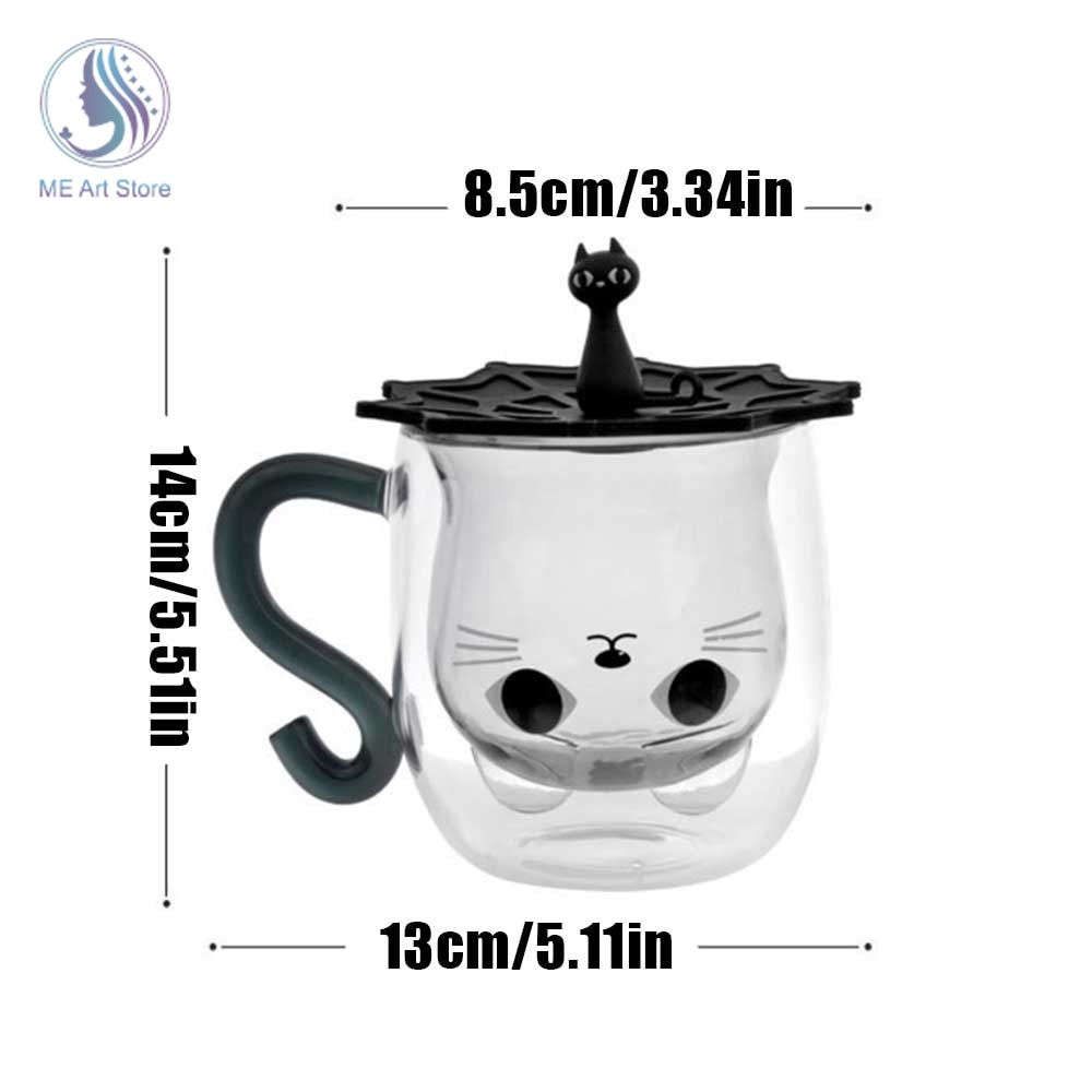 Double Wall Glass Milk Juice Cup Creative Cute Cat Shape Coffee Mug Cartoon Couple Teacup with 5 - Cat Paw Cup